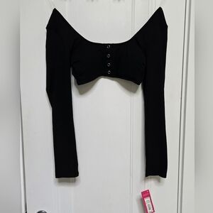 Xhilaration Black Long Sleeve Fitted Bodysuit